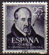 ESPAÑA 1961 1369 Sello Luis de Gongora y Argote 25cts Usado Espana Spain Espagne Spagna Spanje Spanien 